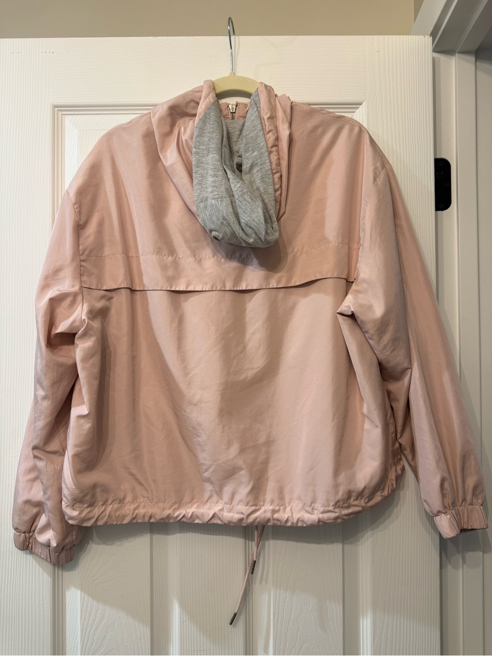 Divided Pale Pink Hooded Bomber Jacket with Grey Lining
